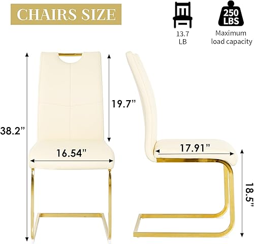 Miniatura 2 de yeag Juego de 4 sillas de comedor modernas, sillas tapizadas para cocina, respaldo alto, sillas de comedor de piel sintética con patas de metal