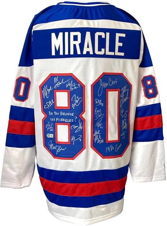 1980 USA Hockey (18) Signed White Olympic Hockey Jersey Do You Believe BAS