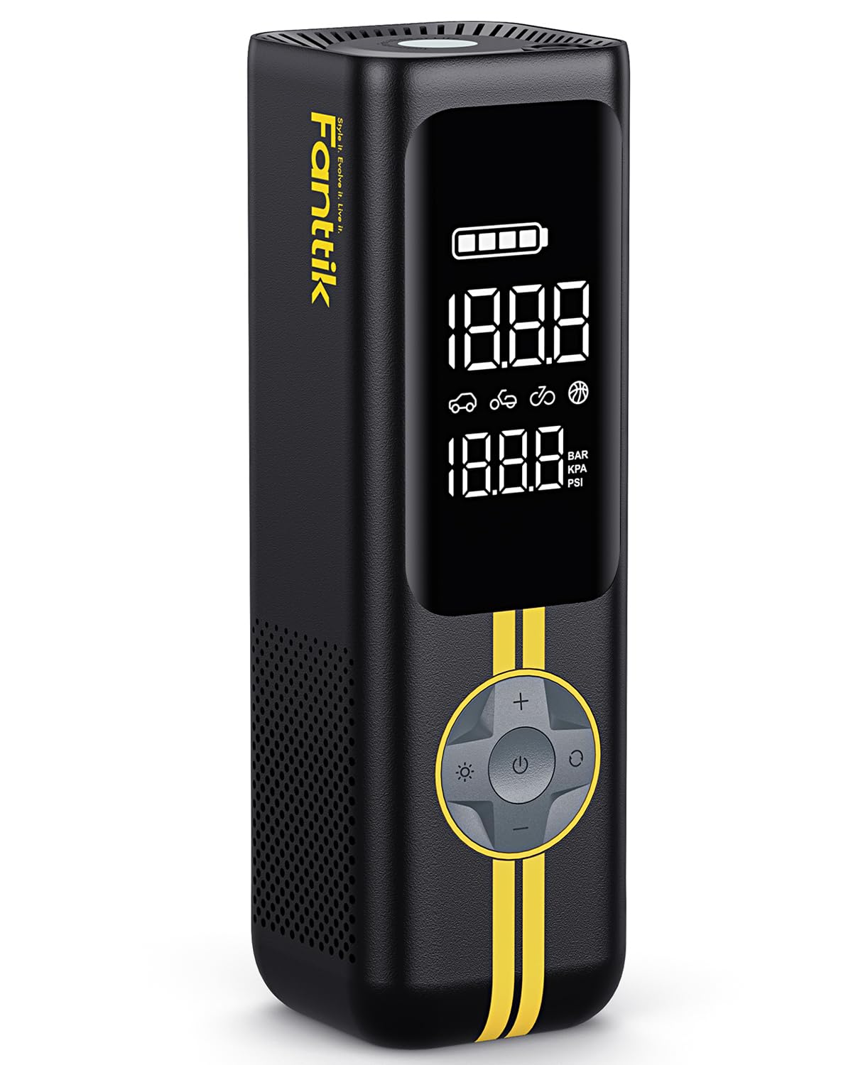 Fanttik X8 APEX Tragbare Elektronische Luftpumpe 11.1V, 10,3BAR / 150PSI Elektrischer Kompressor 2X Schneller, Dualer Bildschirm mit LED, für Auto, E-Bike, Motorrad, Ball, 26,3 cm Reifen