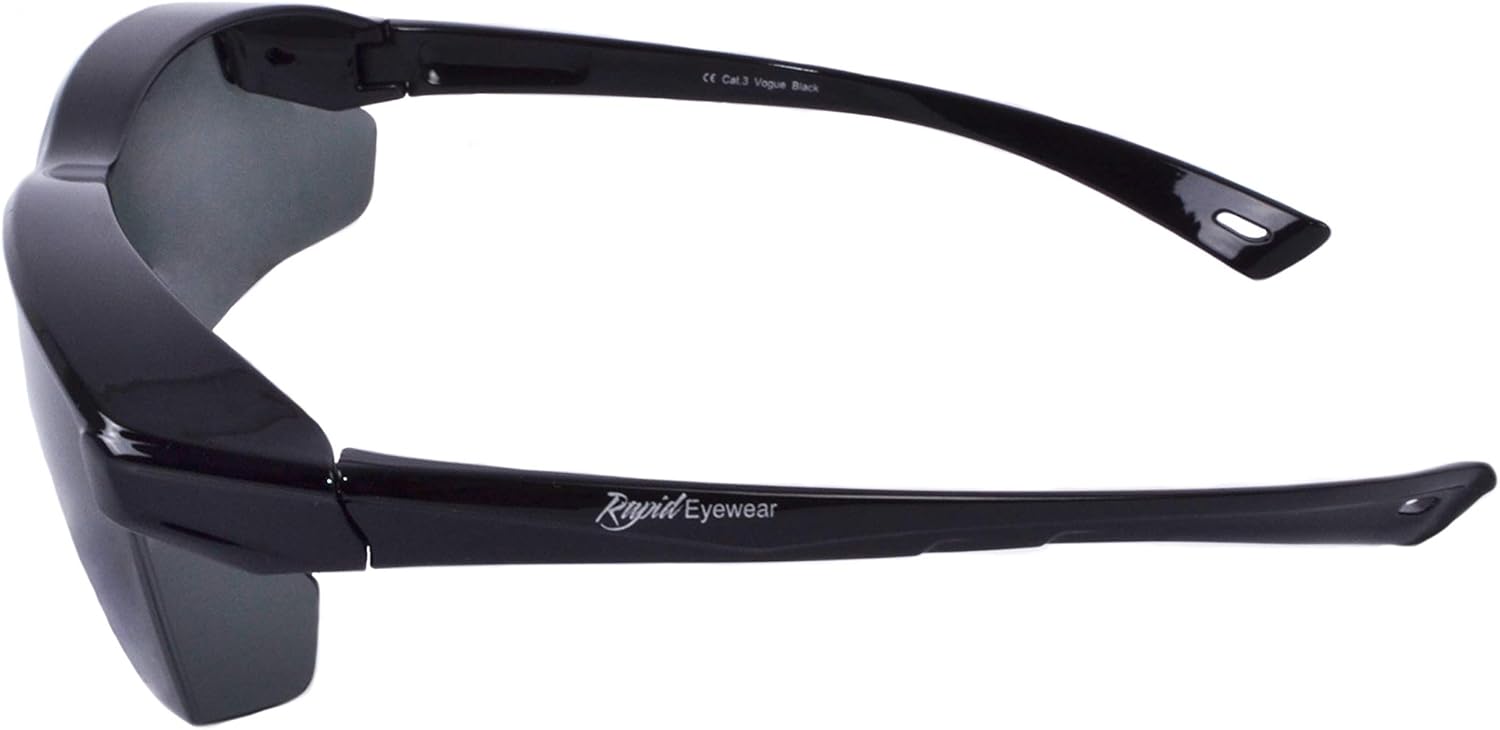 Polarised Over Glasses Sunglasses That Fit - Go Over Specs up to 140mm Wide for Driving, Fishing & Cycling Sports. Mens & Womens. Black