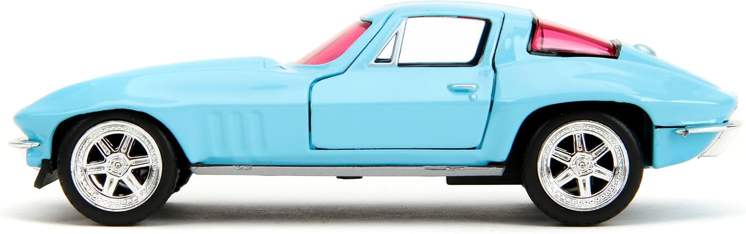 Jada Pink Slips 1:32 W2 1966 Chevy Corvette Die-Cast Car, Toys for Kids and Adults(Light Blue)