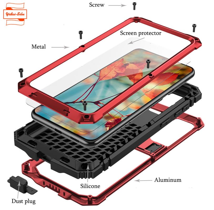 Funda para iPhone 17 Outdoor Funda 【IP-54 Zert. Resistente al agua, protección 360°】 Funda militar blindada 2 m resistente a los golpes funda de teléfono móvil para iPhone 17 – Rojo