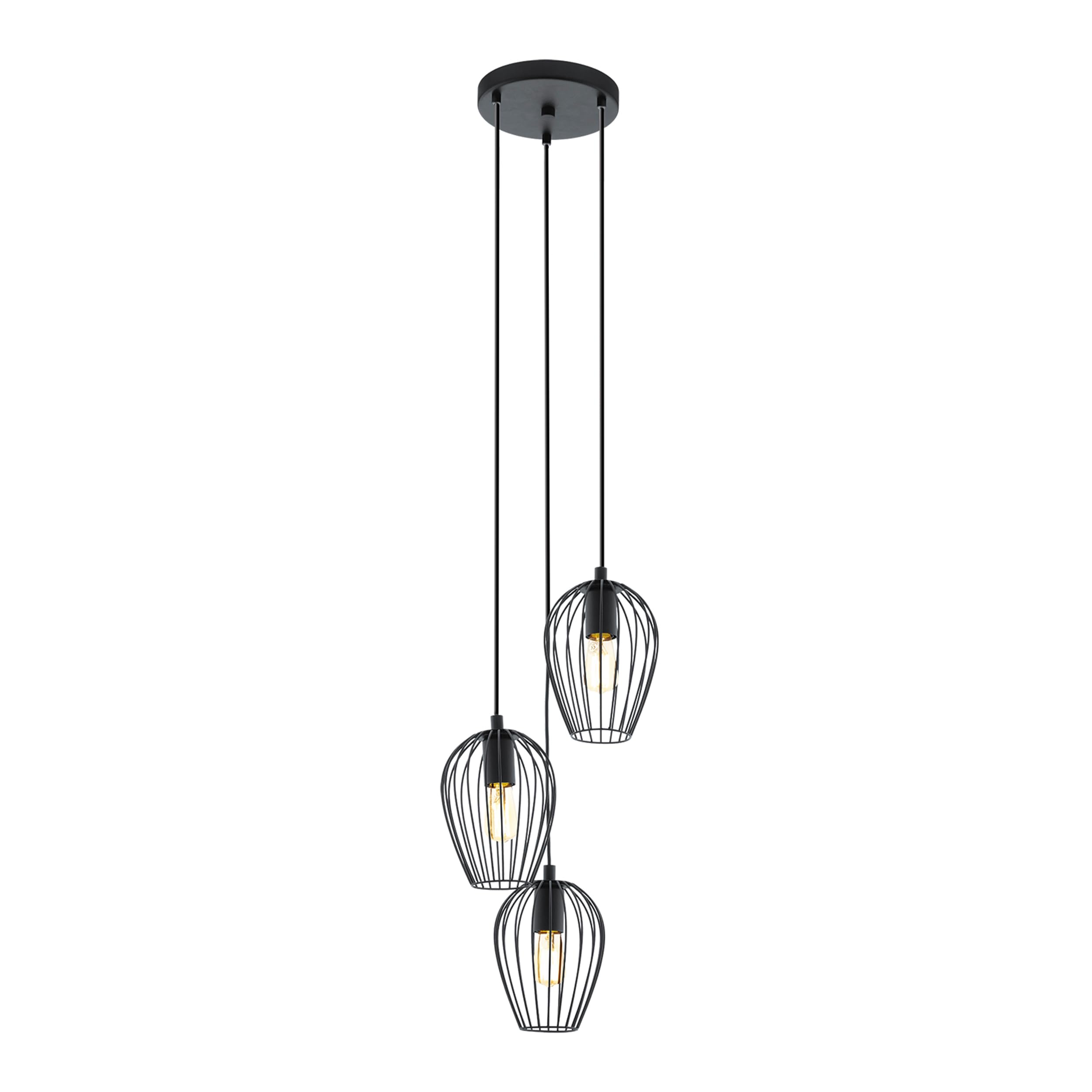 EGLO Ceiling Lighting, Silver, 60 W, Black, 49479 | E27 Socket, Ø: 38 cm/14.9 Inches