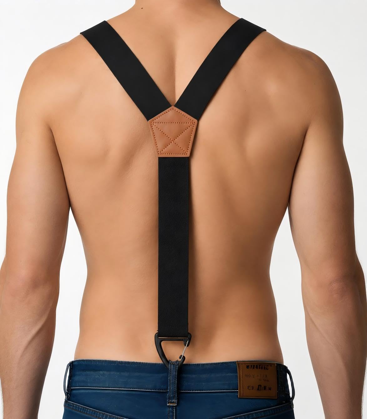 Hidden Y-Back Suspenders For Men Under Clothing, 3 Belt Loop Hooks