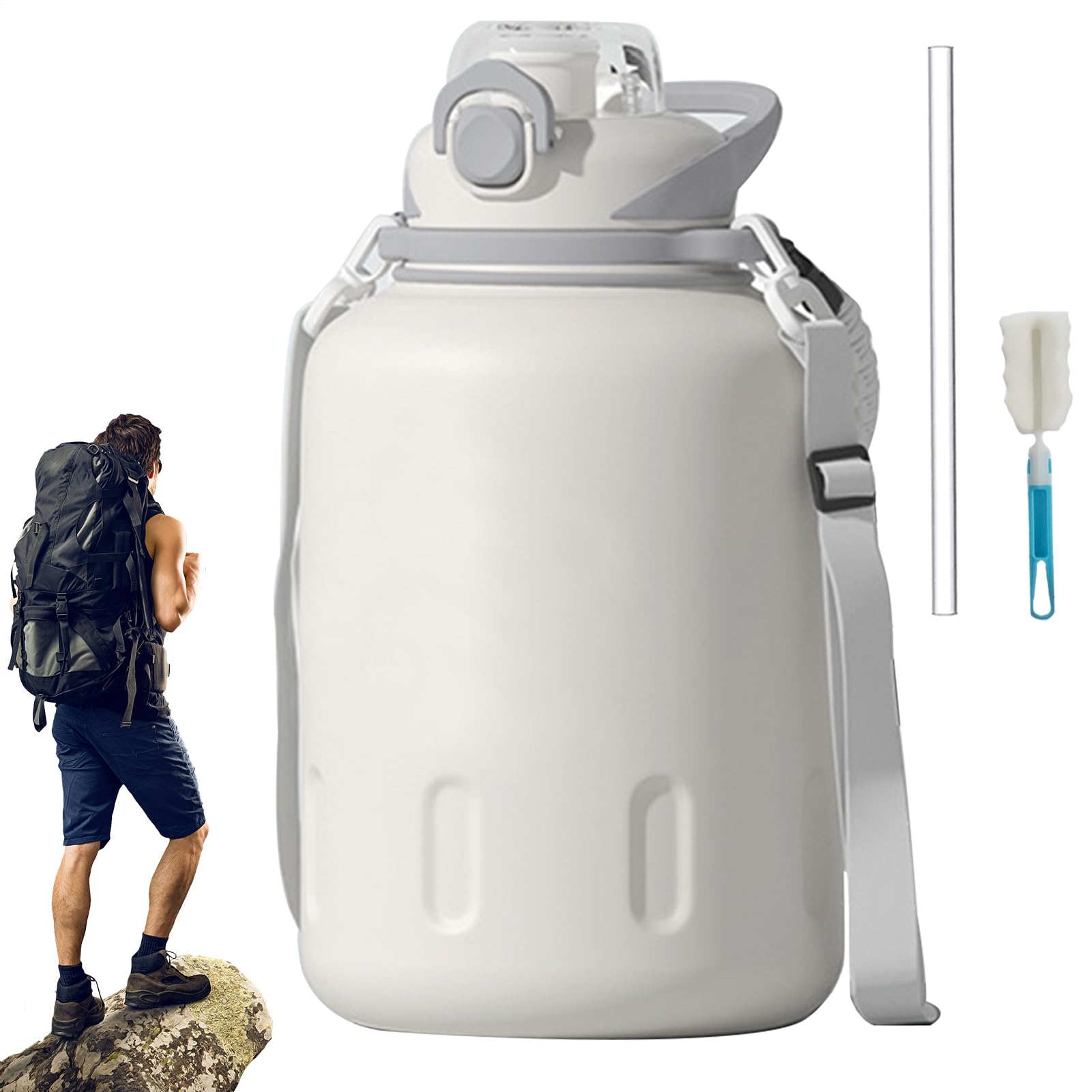 Große Sportwasserflasche, Sportwasserflasche Fitnessflasche mit Doppelwand