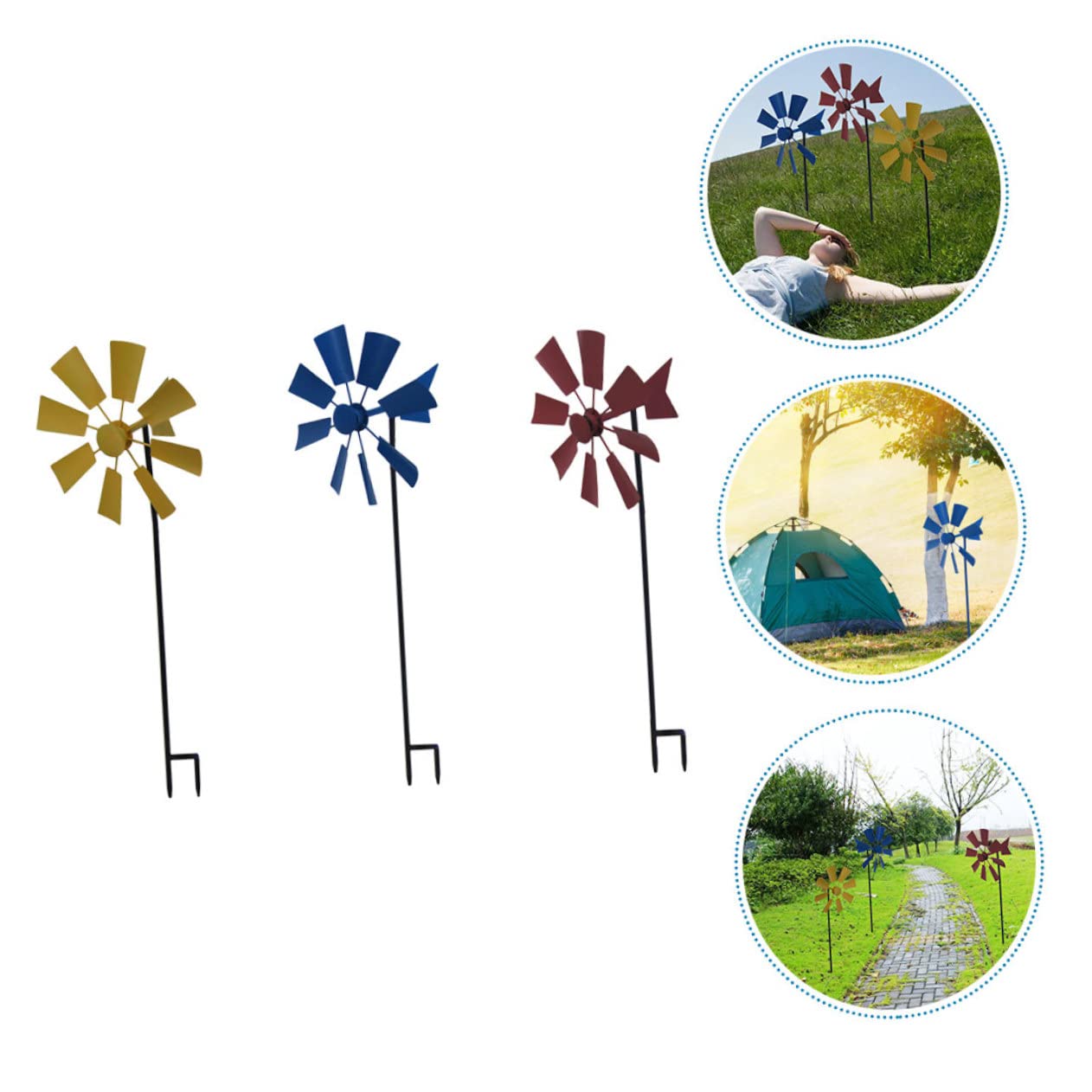 Toddmomy 3stücke Metall Windräder Für Garten Bunte Deko Windspinner Für Außenbereich Rotierende Gartenkunst Für Und Hochzeiten Kreative