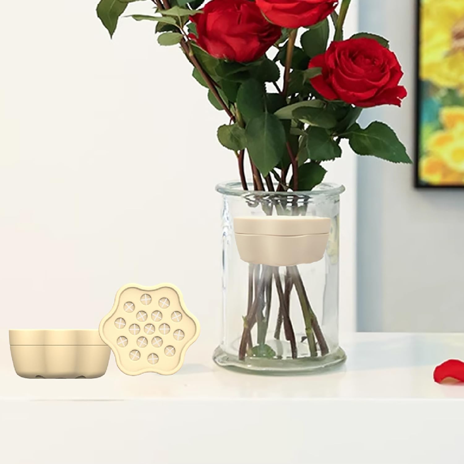 Supporto Spirale per Stelo Fiori - Set di 2, Giallo, Anello Porta Stelo a Spirale, Ideale per Creare Bellissimi Bouquet, per Divertirsi con Le Composizioni Floreali Sempre e Ovunque