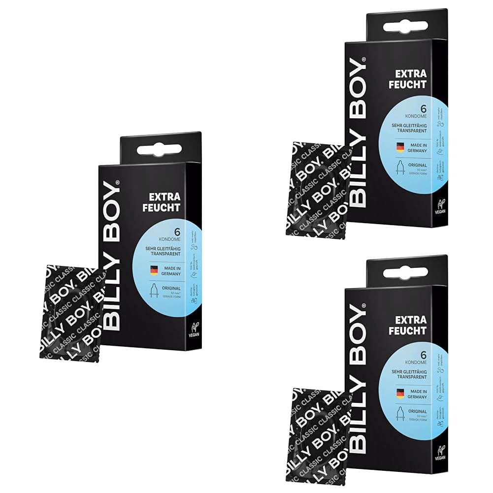 BILLY BOY Kondome extra feucht 6er x 3 | 52 mm | ORIGINAL Kondome mit mehr Gleitfilm | 6 x 3 (18 Stück)