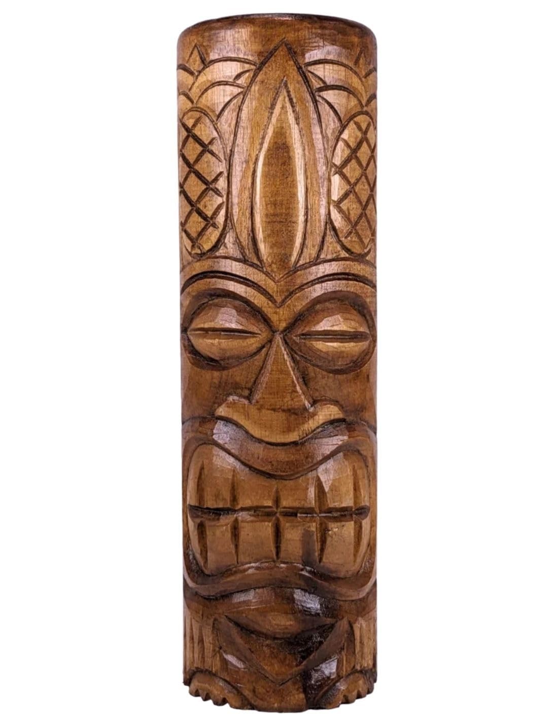 Coco Papaya Grand Totem Statue Tiki 50cm en Bois Massif sculpté à la Main