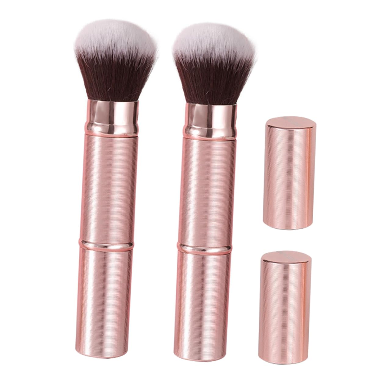 Mikinona Set 2 Pennelli Trucco Viso Doppia Estremità Retrattili con Cappuccio Pennello Multifunzione in Fibra Sintetica per Ufficio e Viaggio
