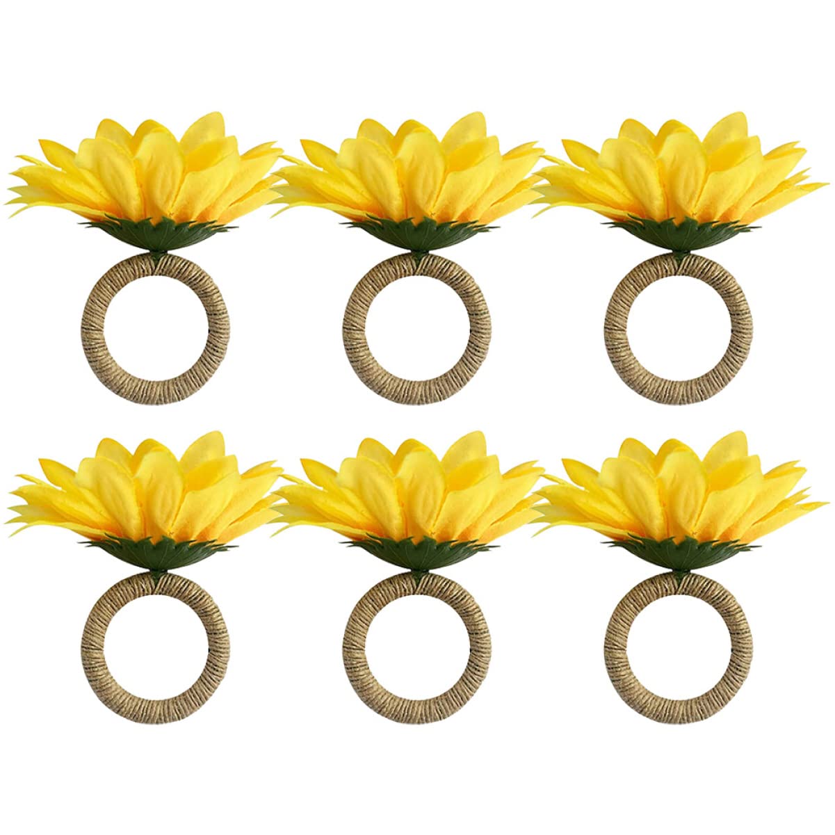 Angoily 18stücke Künstliche Sonnenblumen Serviettenringe Dekoration Für Festlichkeiten Hochzeiten Und Familienfeiern Für Tischarrangements Und Besondere Anlässe