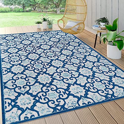 Tapete decorativo rectangular 4x6 gris claro y azul miniatura 3