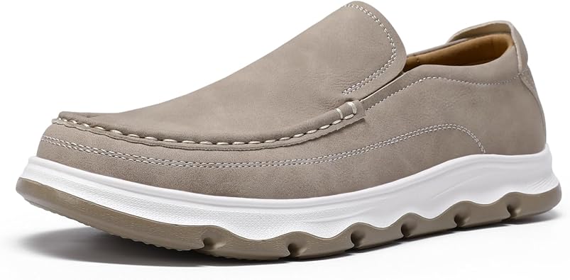 Mirroryou Mens Casual Loafer Wide Lightweight Moccasin Slip On | Casual Lightweight Stretch Shoes,Breathable Comfortable Moccasins,Slip On PU Leather Loafers,Casual Business Shoes Wide
