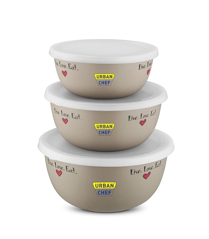Buy Urban Chef Microwave Safe Bowls with lids 3 Pcs. Set Flora
