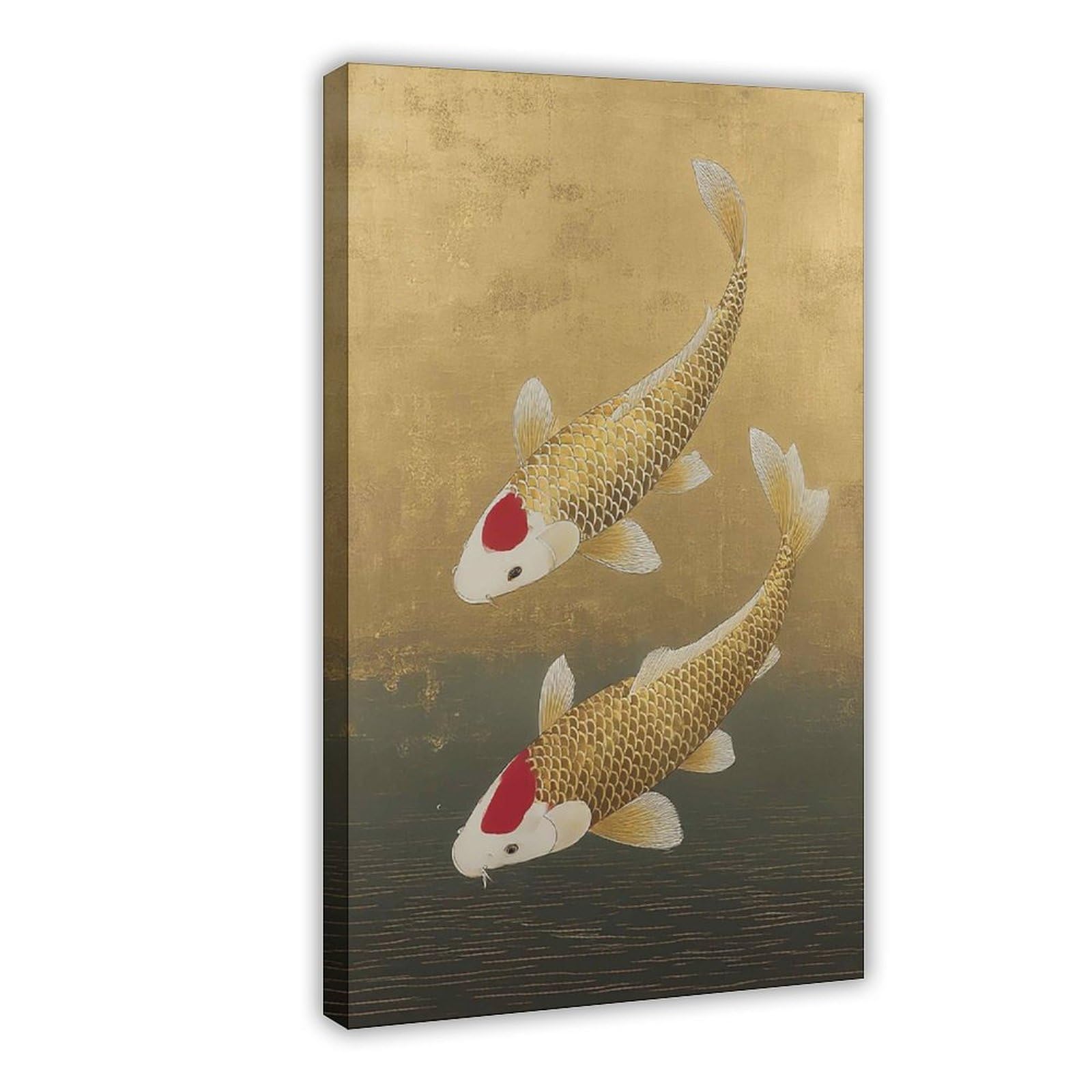 Bareronor Japanese Koi Fish (4) Canvas Poster Bedroom Decor Landscape Office Room Decor Gift 24" L X 36" W