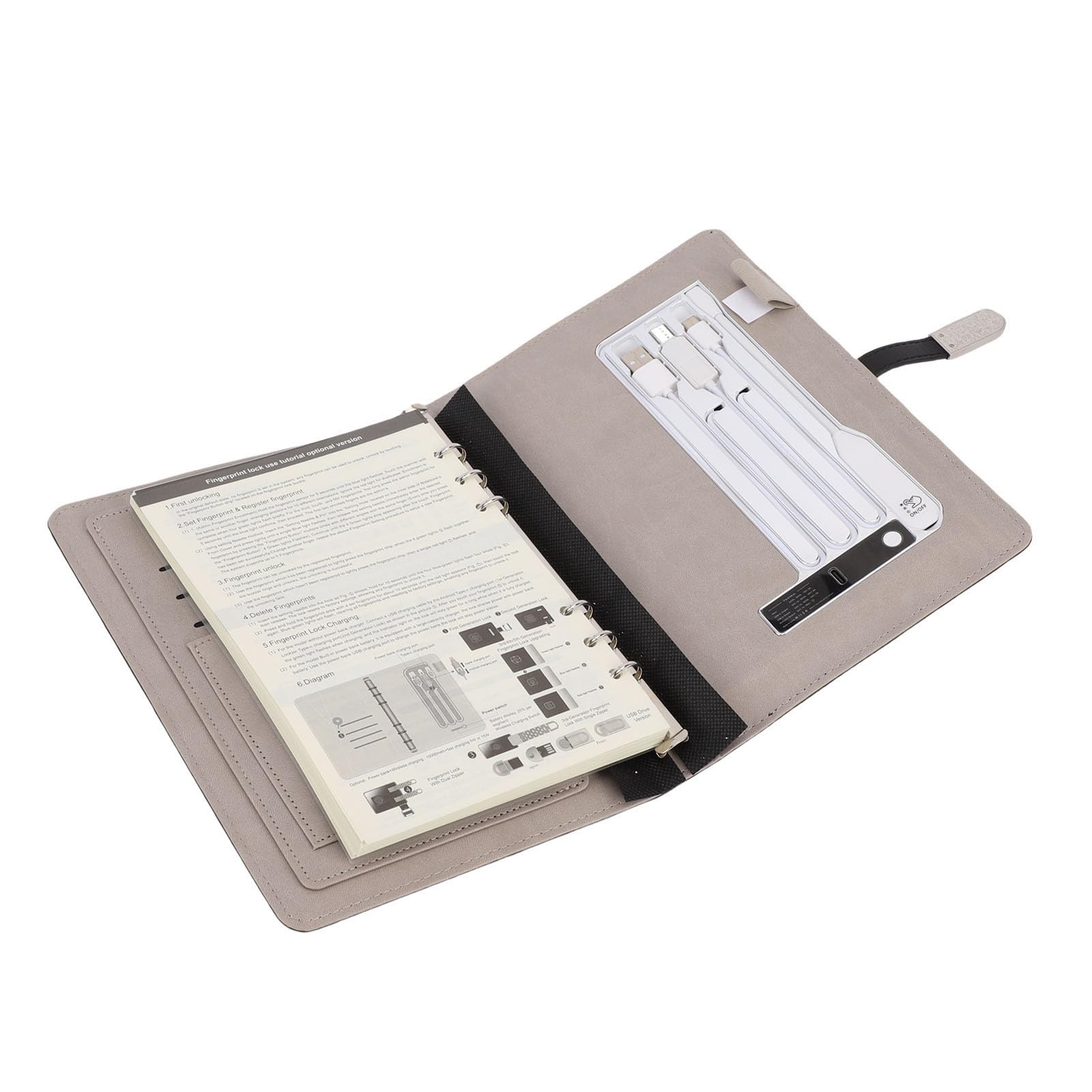 CHICIRIS Kabelloses Lade-Notizbuch mit 8000-mAh-Powerbank, 160-seitigem PU-Leder-Tagebuch, A5-Ordner für Geschäftsreisen