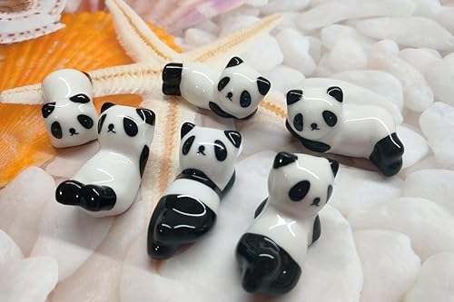 Miniatura 5 de Paquete de 6 bonitos estantes de cerámica con forma de panda para tenedores cucharas cuchillo vajilla pinceles de pintura para decoración del hogar