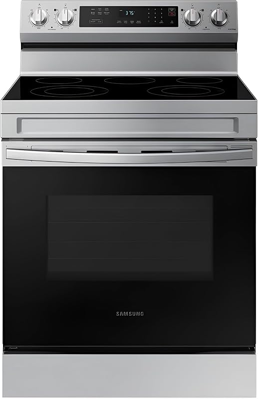 NE63A6311SS 30″ 6.3 cu ft Freestanding Electric Range with Wi‑Fi, Rapid Boil, 5‑Element Smoothtop, Self & Steam Clean – Stainless Steel