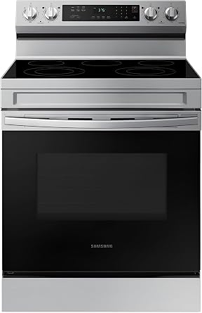 Samsung NE63A6311SS 30 6.3 cu ft Freestanding Electric Range with WiFi, Rapid Boil, 5Element Smoothtop, Self & Steam Clean Stainless Steel