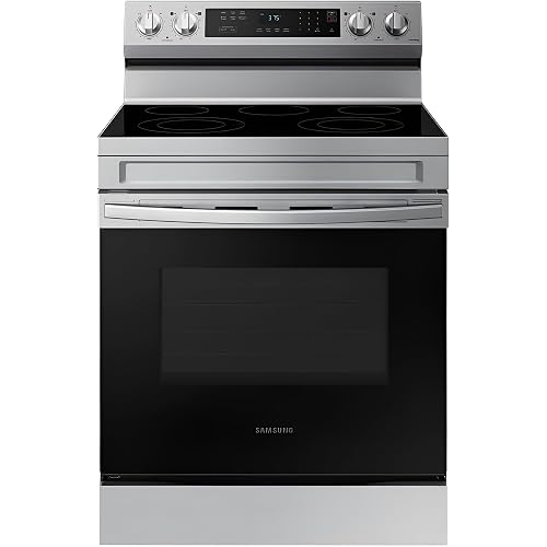 Samsung NE63A6311SS 30″ 6.3 cu ft Freestanding Electric Range with Wi‑Fi, Rapid Boil, 5‑Element Smoothtop, Self & Steam Clean – Stainless Steel