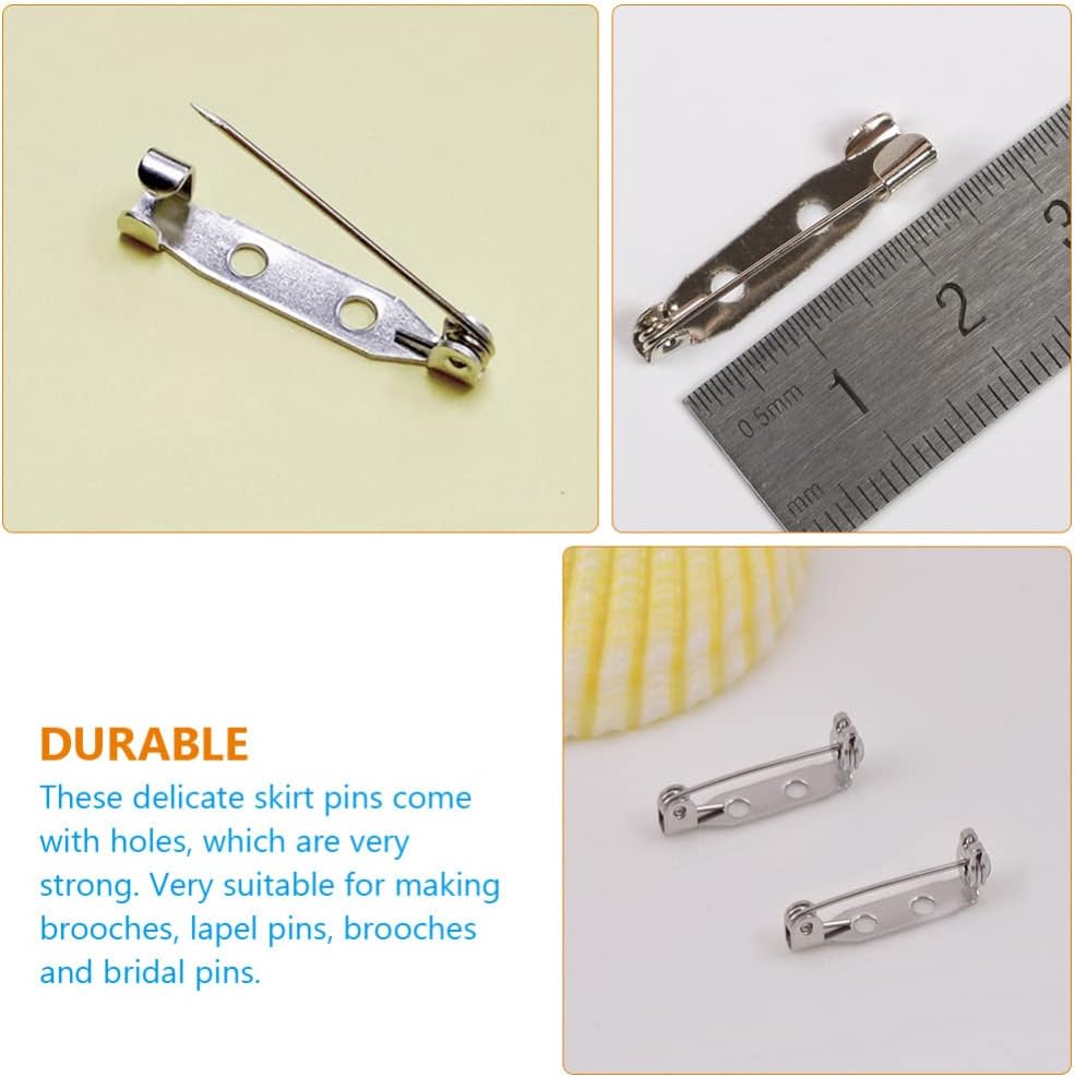 VICASKY DIY Jewelry Making 400pcs Metal Safety Pins with Brooch Findings Extra Large Safety Pins for Crafts