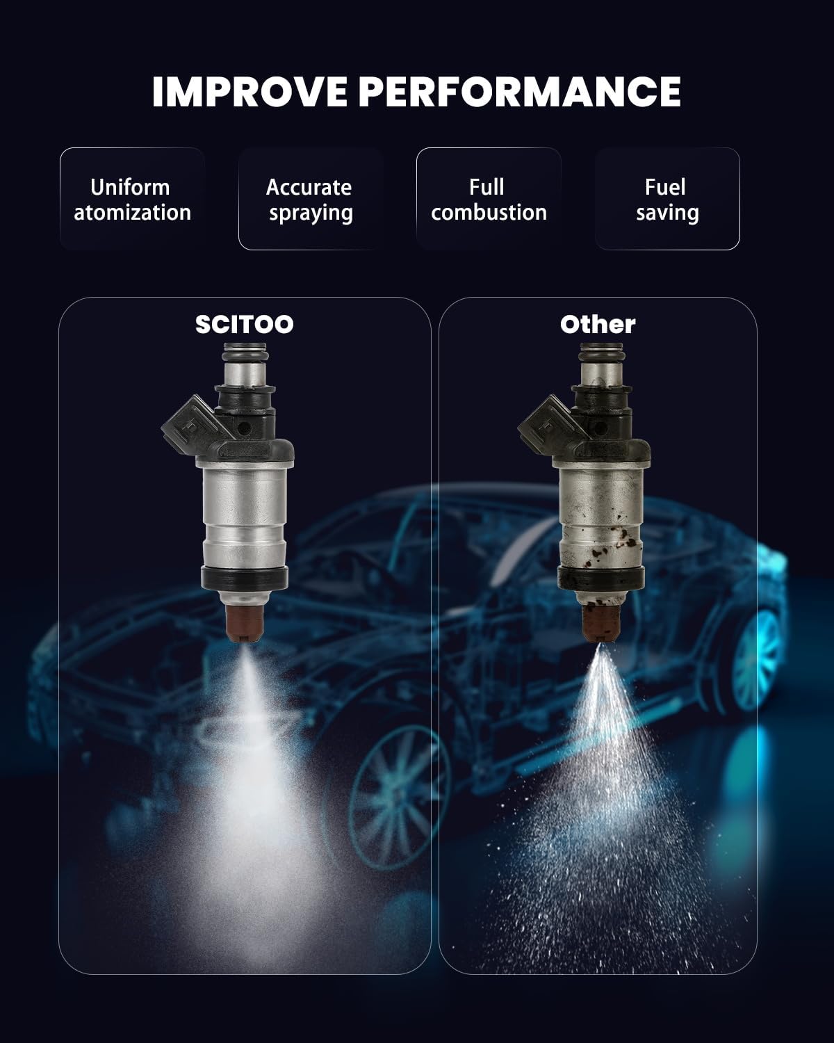 SCITOO 4Pcs 1 Hole Fuel Injectors fit for Honda for Prelude for 1997 1998 1999 2000 2001, FJ582 06164P5M000 06164PBY000