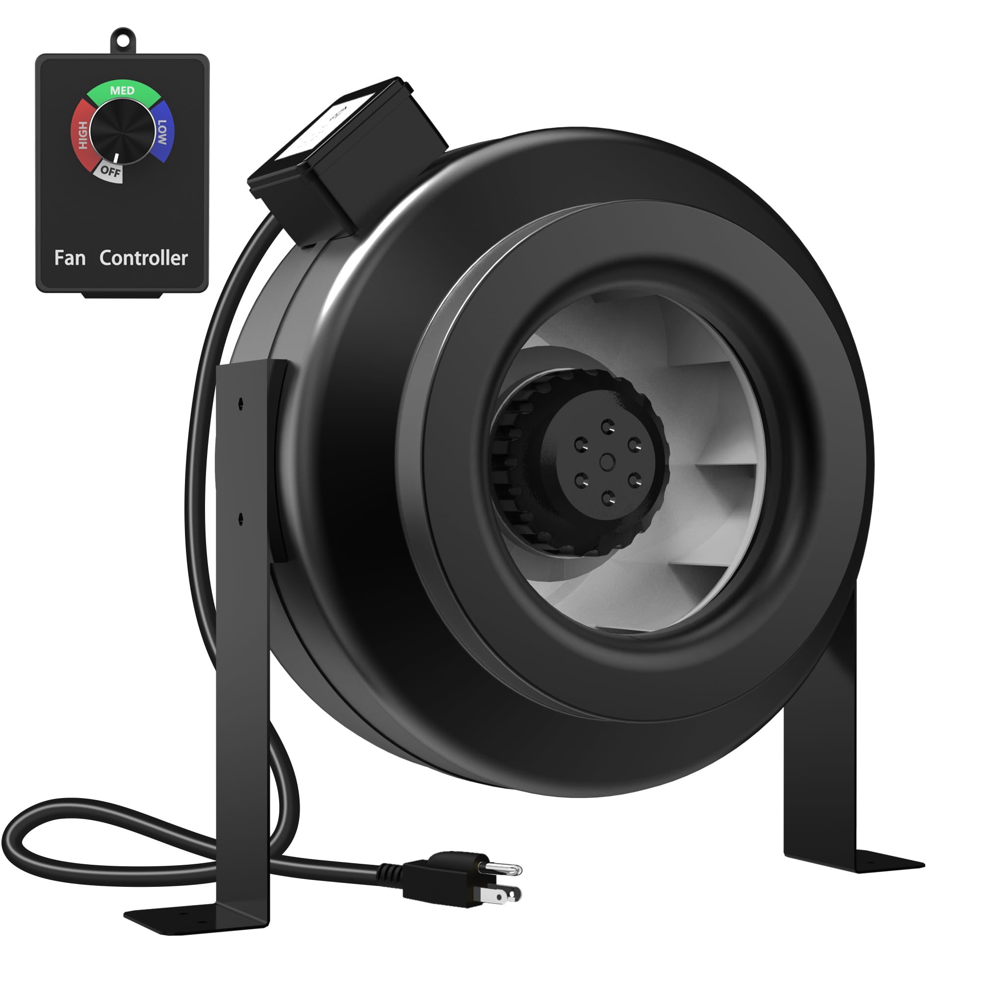 FICBXRA 10 Inch Inline Duct Fan with Speed Control Adjuster Cordless, 618 CFM Inline Fan Duct Exhaust Fan Constant Speed for for Grow Tent, Indoor Garden Ventilation, NSK/SKF bearings, ETL Listed