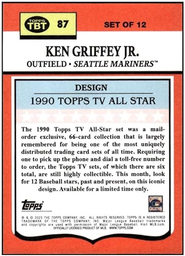 Miniatura 2 de KEN GRIFFEY JR 2023 Topps TBT 1990 TV Star #87 Mariners NM+-MT+ MLB Baseball Throwback Thursday PR1247