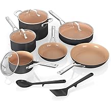 Ninja Extended Life Essential Ceramic 12-Piece Cookware Set   Durable Non-Stick Pots & Pans with Glass Lids, Dishwasher Safe Perfect for Holiday Cooking, Family Meals & Everyday Use