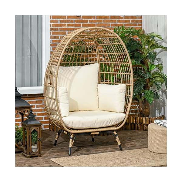 Outsunny Rattansessel in Korbform Khaki