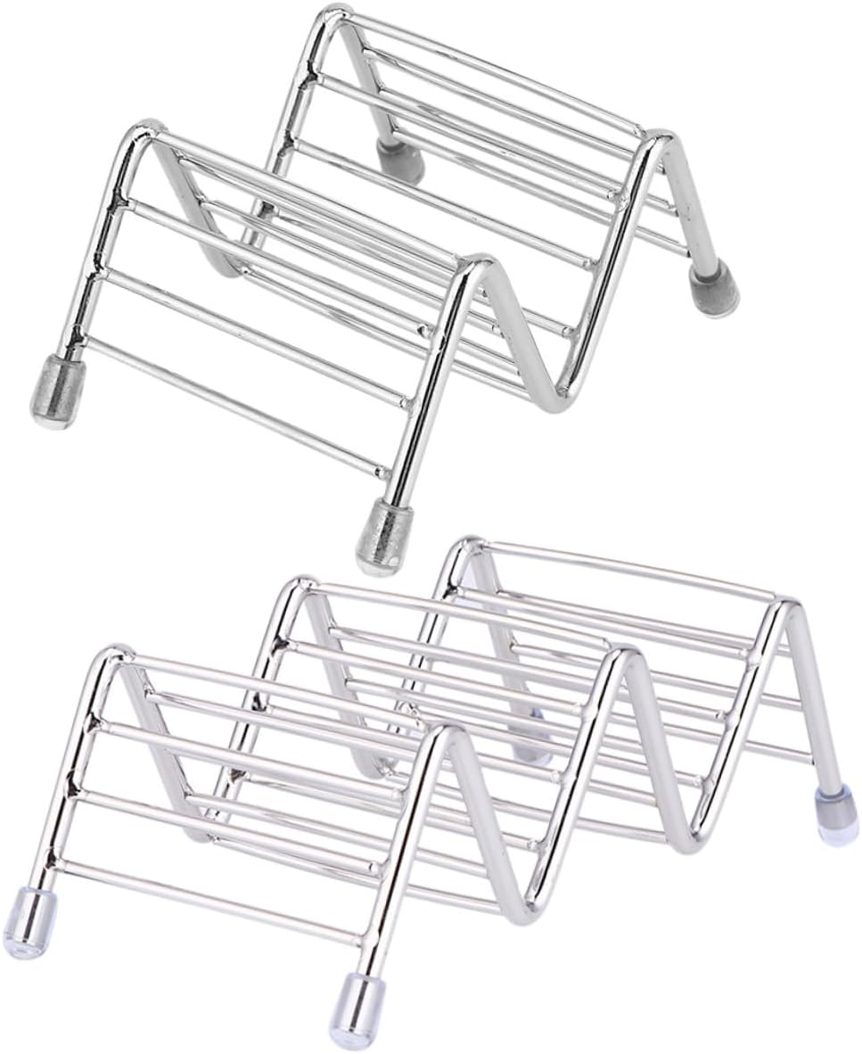 Stainless Steel Taco Holder Stand 2Pcs for Dining Table Shell Rack