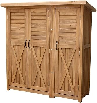 Amazon Co Jp 物置 倉庫 収納庫 屋外 天然木 木製 庭 物入れ おしゃれ 大型 北欧 ライトブラウン Diy 工具 ガーデン