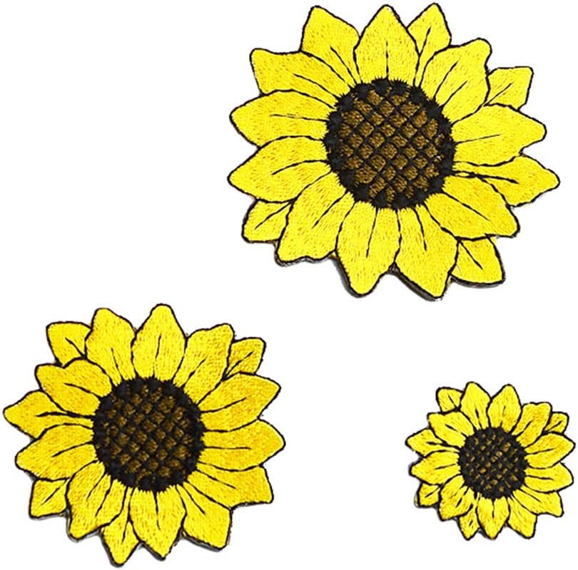 ZOOPOLR6 Pcs Sunflower Delicate Embroidered Patches, Cute Embroidery Patches, Iron On Patches, Sew On Applique Patch,Cool Patches for Men, Women, Girls, Kids