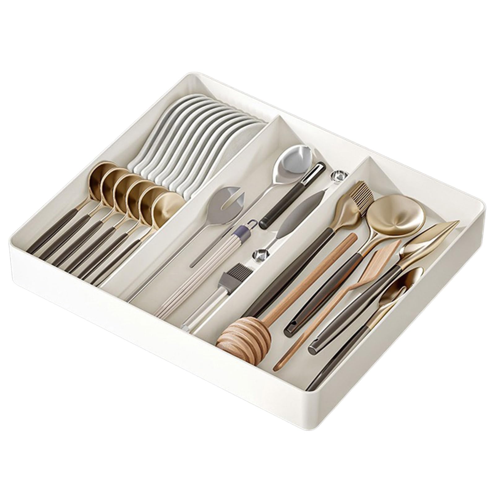Kalttoy Expandable Kitchen Drawer Tray Scalable Cutlery Holder Storage Case for Efficient Kitchen Drawer Management Expandable Utensils Holder