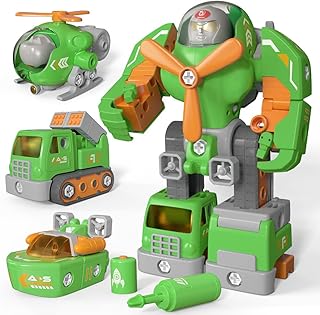 FRUSE Robot Toys for 5 Year Old Boys,3 in 1 Take Apart Robot Toys, Vehicles Transform to Robot,STEM Educational Toys w/Plane,Boat,Truck,Easter Basket Stuffers Toys for 3 4 5 6 7 Year Old Kids