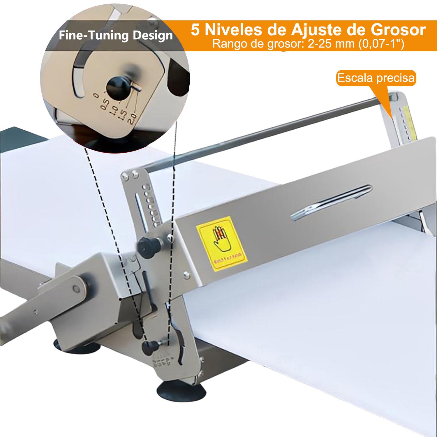 Laminadora de Masa para Hojaldre Manual Plegable | Sobadora de Masa Acero Inoxidable 304 Lavable con Agua | Dough Sheeter Compacta 3kg para Croissants, Pizza y Repostería Large