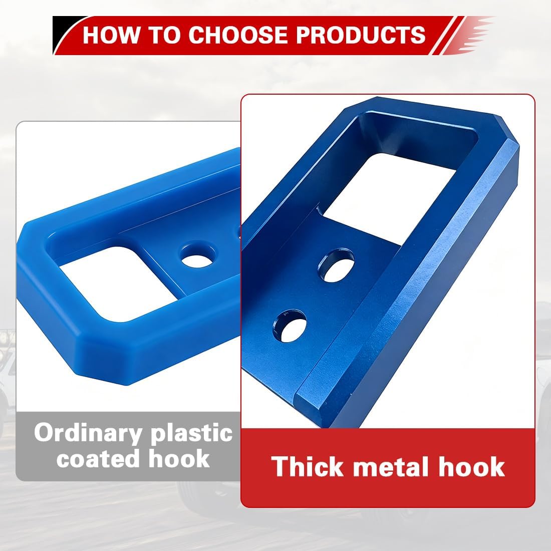 2PCS Tow Hooks for Toyota Tacoma 2024-2026 for 4Runner 2025-2026 Heavy Duty Off-Road Recovery Hook Front Bumper Towing Accessory (Blue)