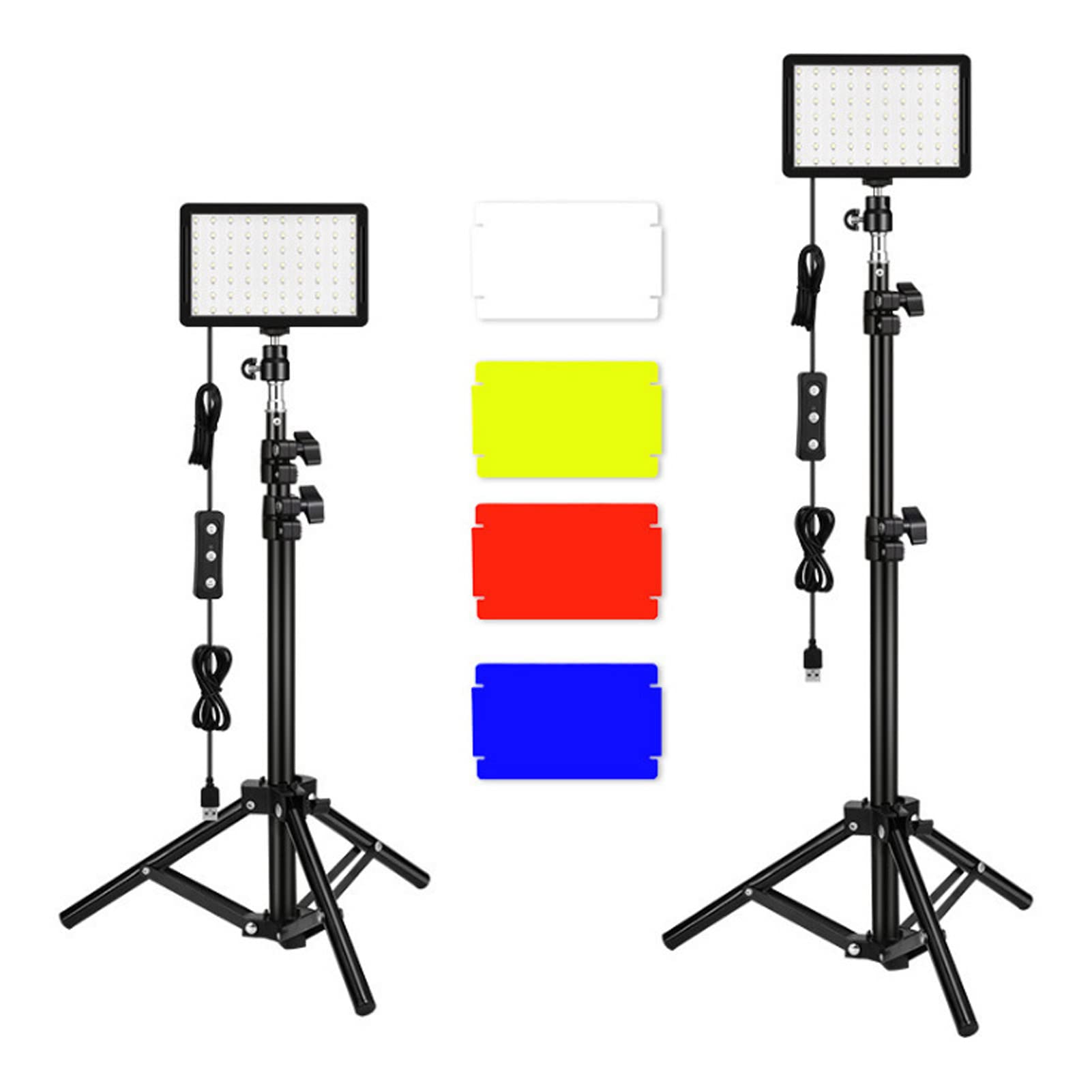 2 szt. Zestaw Oświetleniowy do Fotografii Fotograficznej, Strumieniowe Oświetlenie Studyjne LED z 9 Filtrami Kolorów do Aparatu Fotograficznego Nagrywanie Wideo na Pulpicie