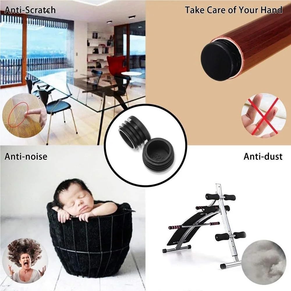 Tapón de Orificio de plástico for Tubo de Acero Redondo, Tapa de Extremo for Muebles, Cubierta de Pata de Silla, Tubo de Metal, Deslizador de Escalera de aleación(50mm,32pcs)