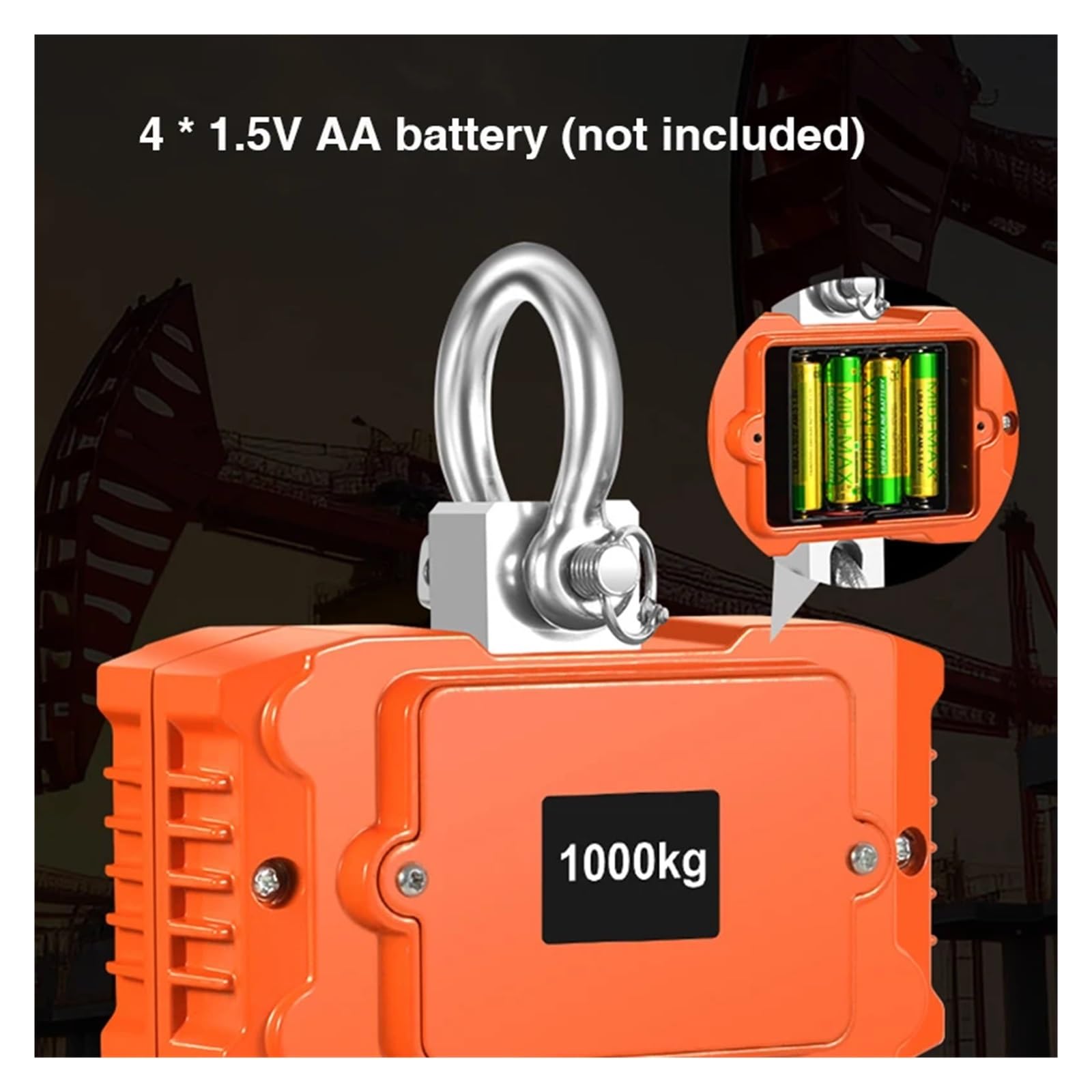 Bilancia digitale sospesa da 500/1000/1500/2000 kg, portatile, for impieghi gravosi, con gancio industriale retroilluminato LCD, con sensori precisi per Mercato, Edilizia(2000KG)