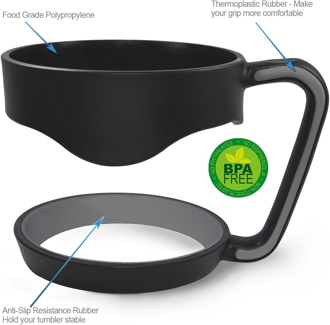 Handle for YETI Cup 30 oz- Ozark Trail - Beast & CHILLOUT LIFE 30 oz Tumblers. CHILLOUT LIFE Anti-Slip Handle BPA-free (Black Handle Only)
