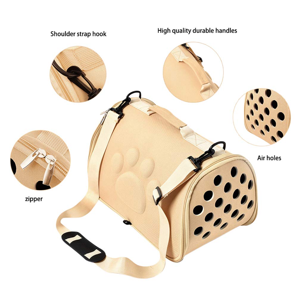 Trasportino a tracolla per animali domestici, portatile, per gatti, borsa da viaggio traspirante per cani (M, champagne)