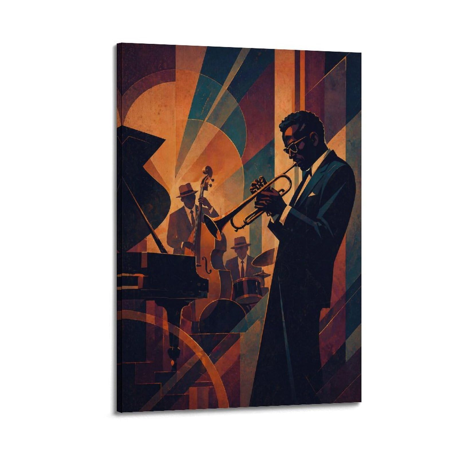 Okngb Frame-Style Vintage Harlem Music Poster Jazz Legendary Trumpeter Decorative Painting Canvas Art Picture 20X30inch(50X75cm)