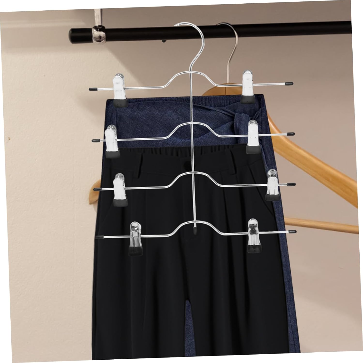 DOITOOL 4pcs Skirt Hangers with Clips Space-Saving Pants Organizer for Storage Modern Stylish Design Efficient Closet Space Organizer for Women