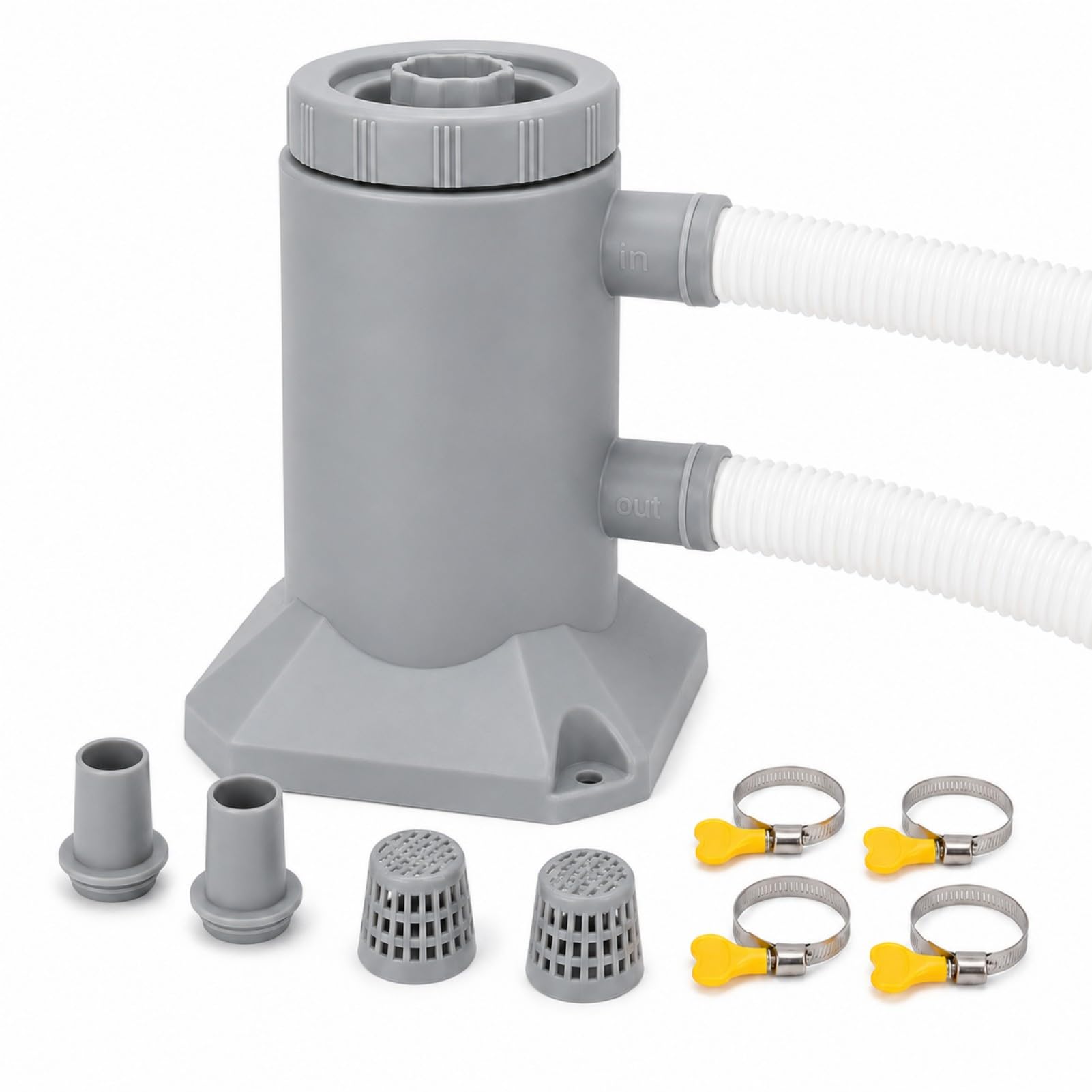 Bomba de Filtro para Piscina 250L/H ABS Silenciosa para Piscinas Pequeñas | Bomba de filtro 250L/H de ABS, silenciosa y fácil de instalar para circulación y filtración en piscinas pequeñas.