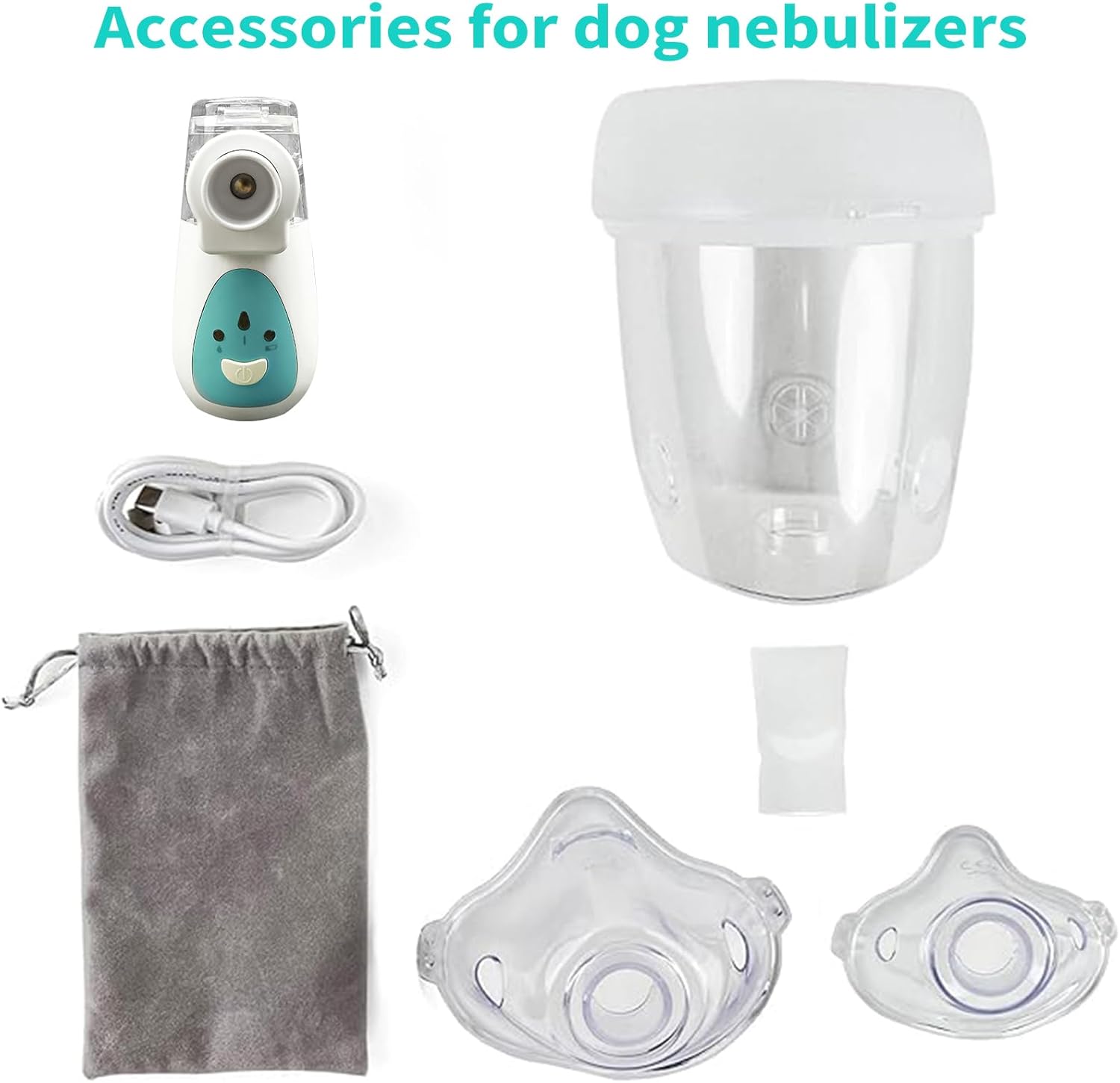Pet Nebulizer for Dogs, Dog Nebulizer and Inhaler Mask for Dog,Low Noise, Suitable for Large Dogs, Green L