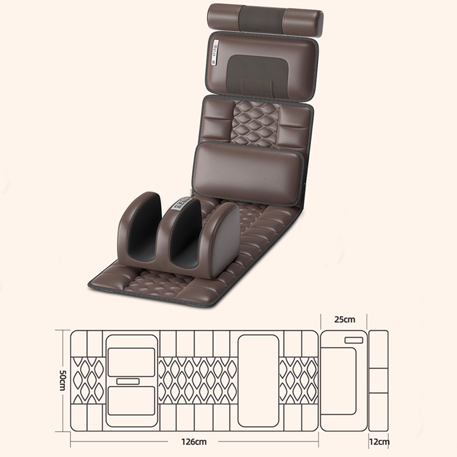 Almohadilla De Masaje Para Todo El Cuerpo, Almohadilla De Masaje De Vibración De 10 Motores, Con Almohada De Masaje Para El Cuello Extraíble Relajación De La Espalda, Cintura, Piernas Y Músculos
