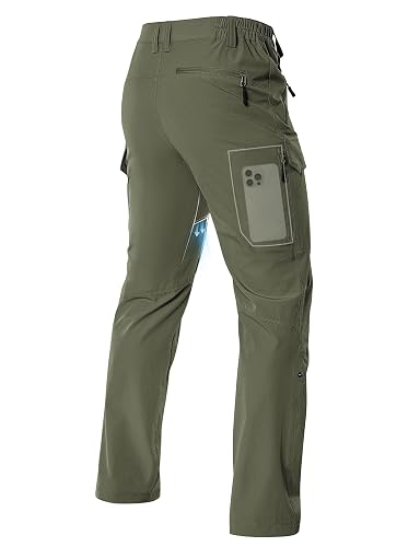 Moosehill Men's Hiking Pants: Lightweight & Stretch | Inner-thigh Vents, Roll-Up Legs, 6 Pockets, Breathable, Quick Dry,