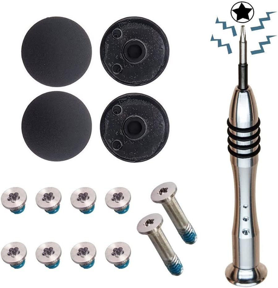 4 Pack Rubber Case Feet and Replacement Screws (2 Long and 8 Short) Screwdriver Kit Set Compatible with Mac Book Air 11inch 13 inch A1370 A1369 A1465 A1466