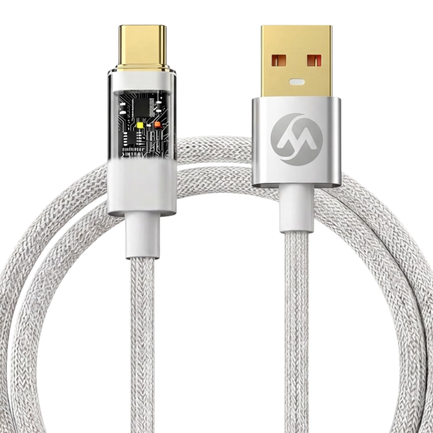 MillionHz Smart Auto Cut-Off Fast Charging Cable - Type-A to Type-C Cable (White)